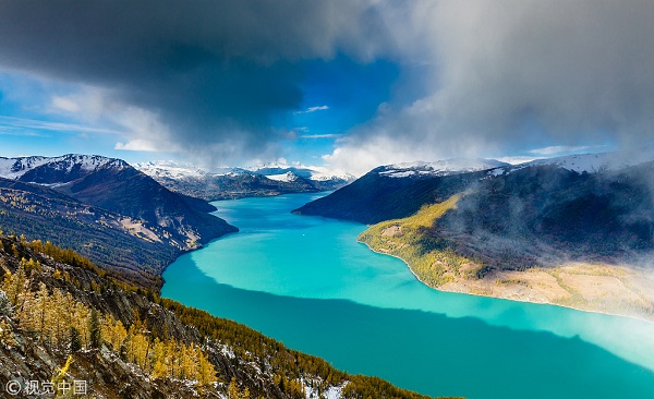 A scenic view of altay kanas lake