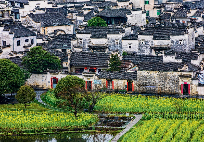 A scenic view of ancient villages in southern anhui xidi hongcun