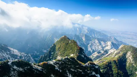 A scenic view of baishui_county_cangjie_temple_scenic_area