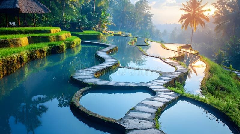 A scenic view of bali river scenic area