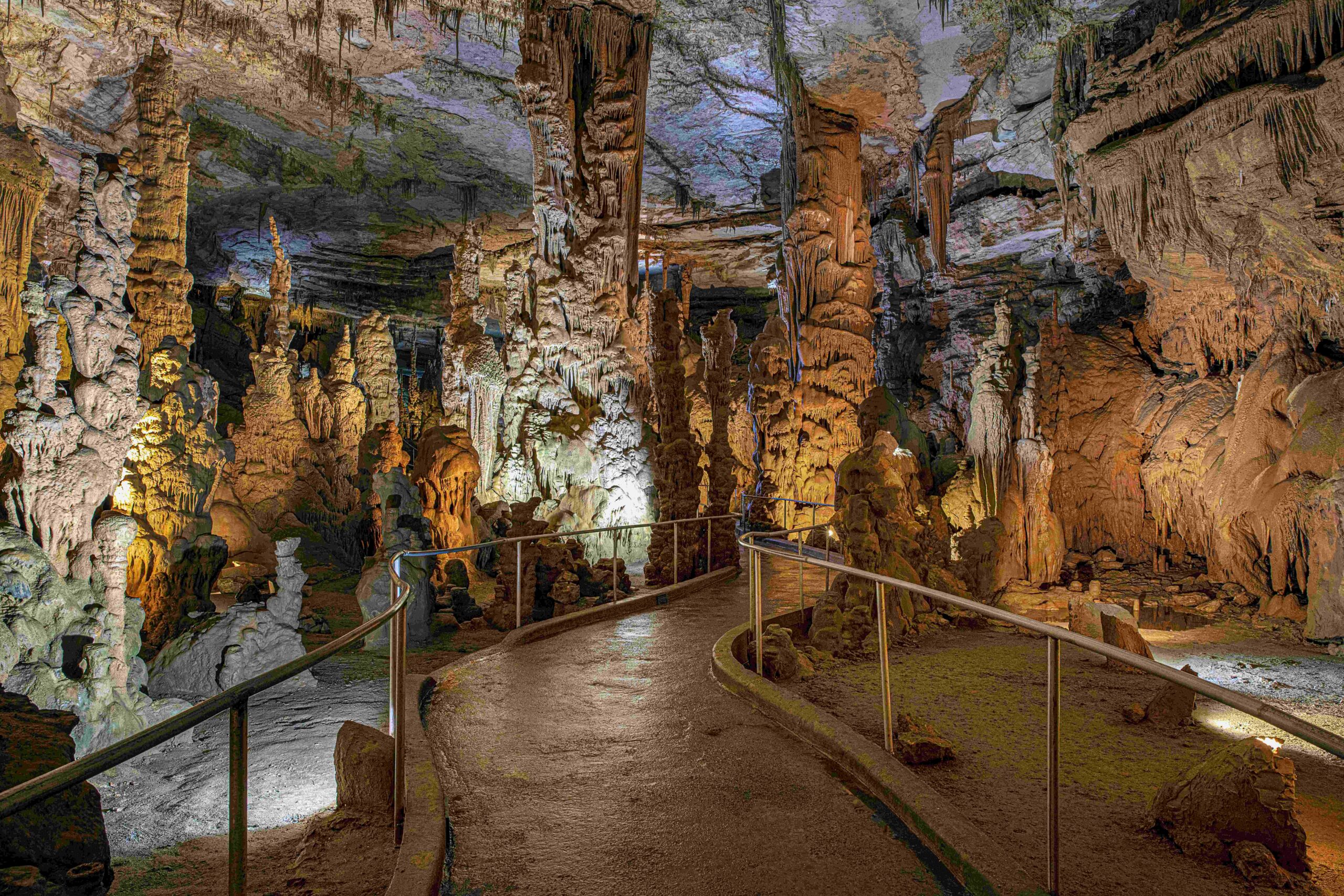 A scenic view of bama ancient caves