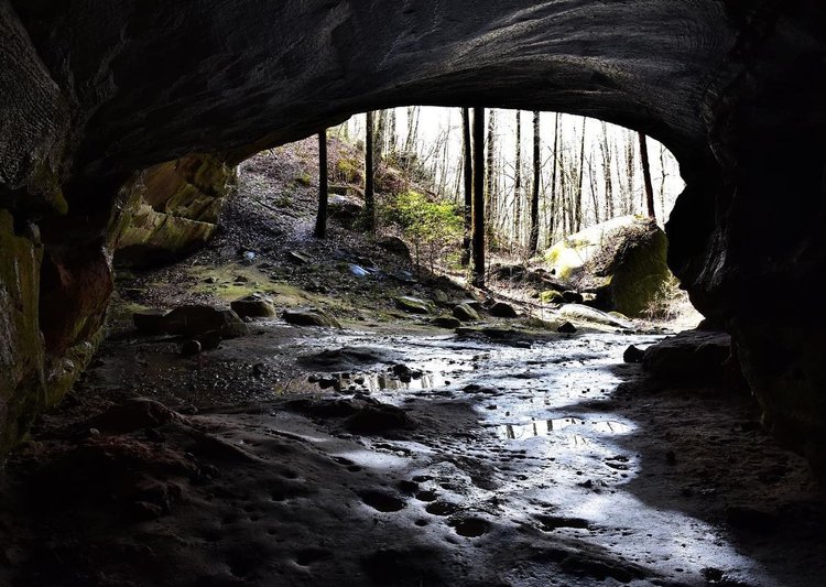 A scenic view of bama ancient caves