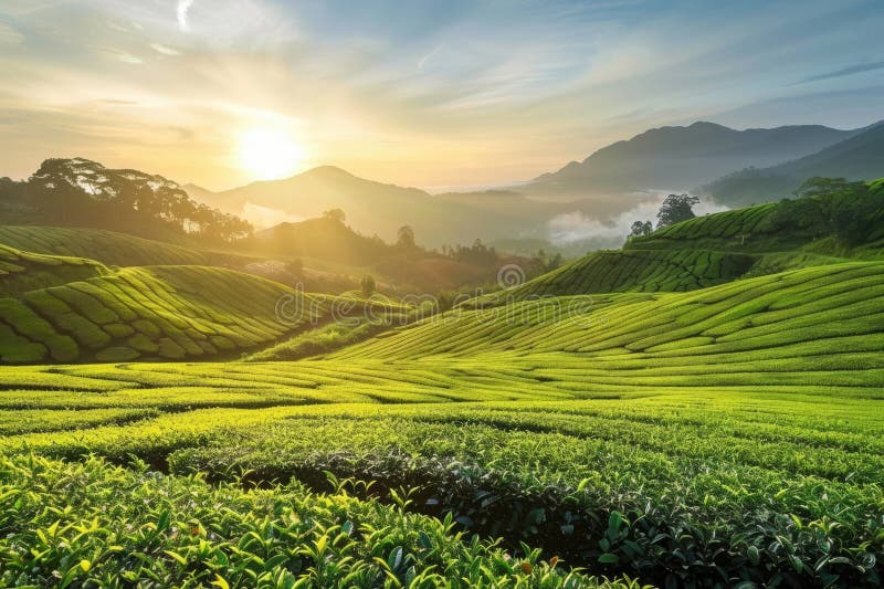 A scenic view of Biancheng Tea Plantation