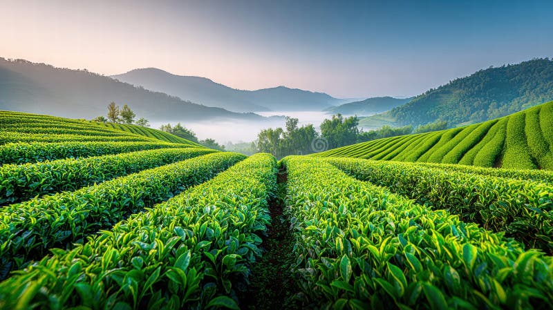 A scenic view of Biancheng Tea Plantation