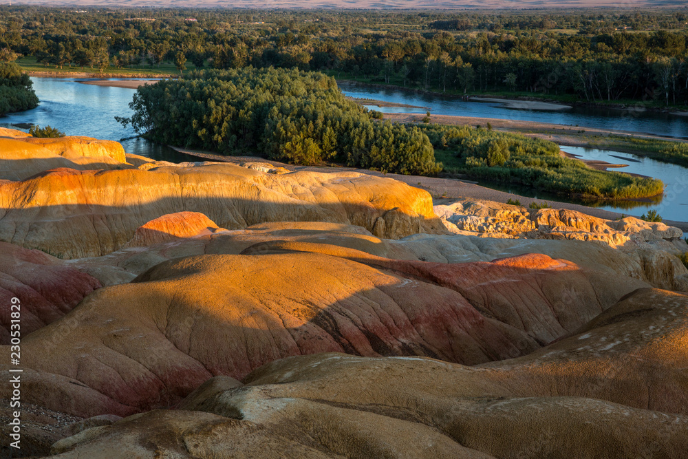 A scenic view of burqin colorful beach