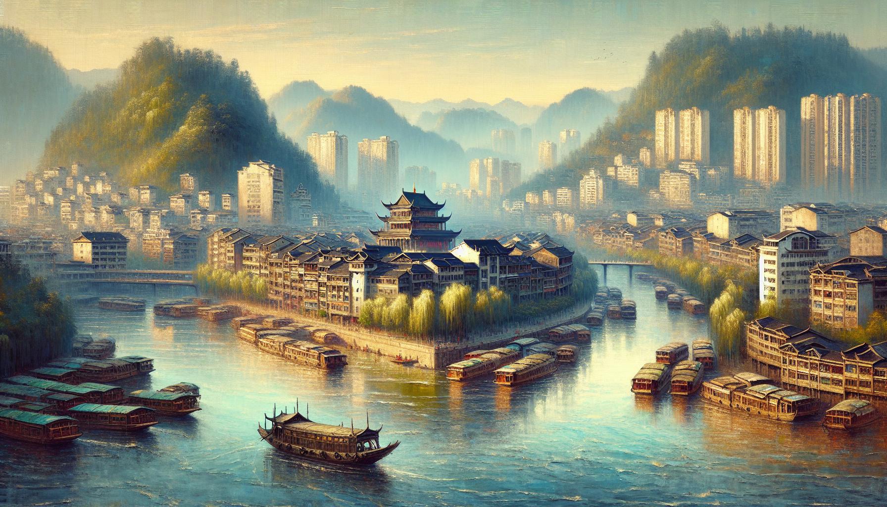 A scenic view of Changde Taohuayuan