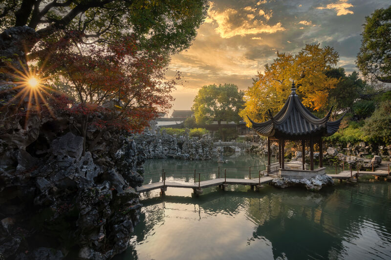 A scenic view of classical gardens of suzhou