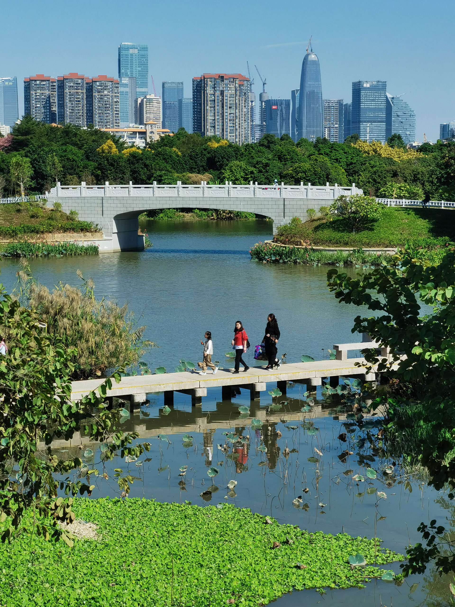 A scenic view of dashahe wetland park