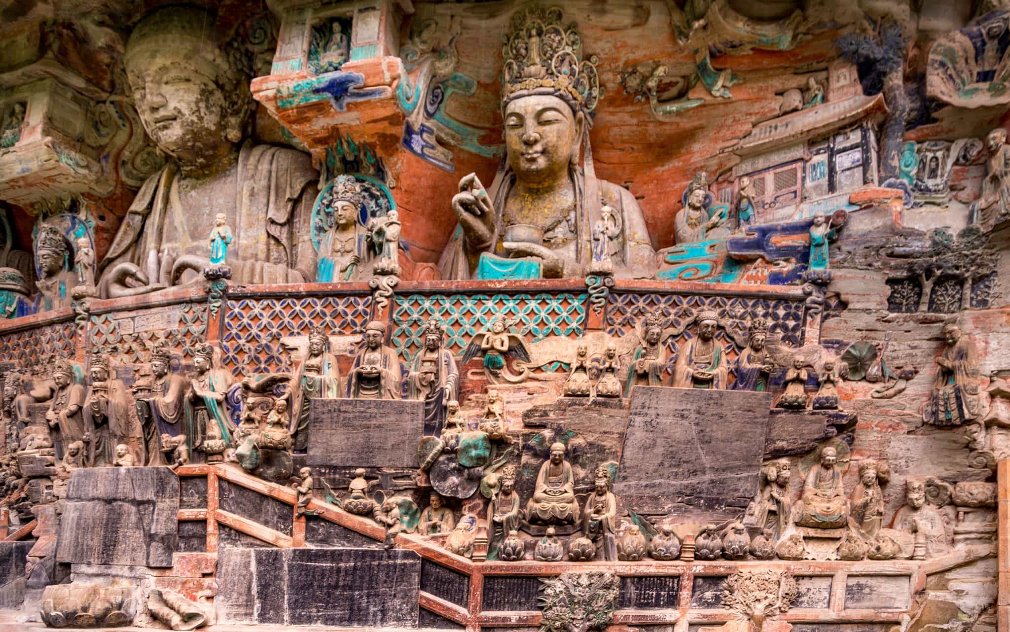A scenic view of dazu rock carvings
