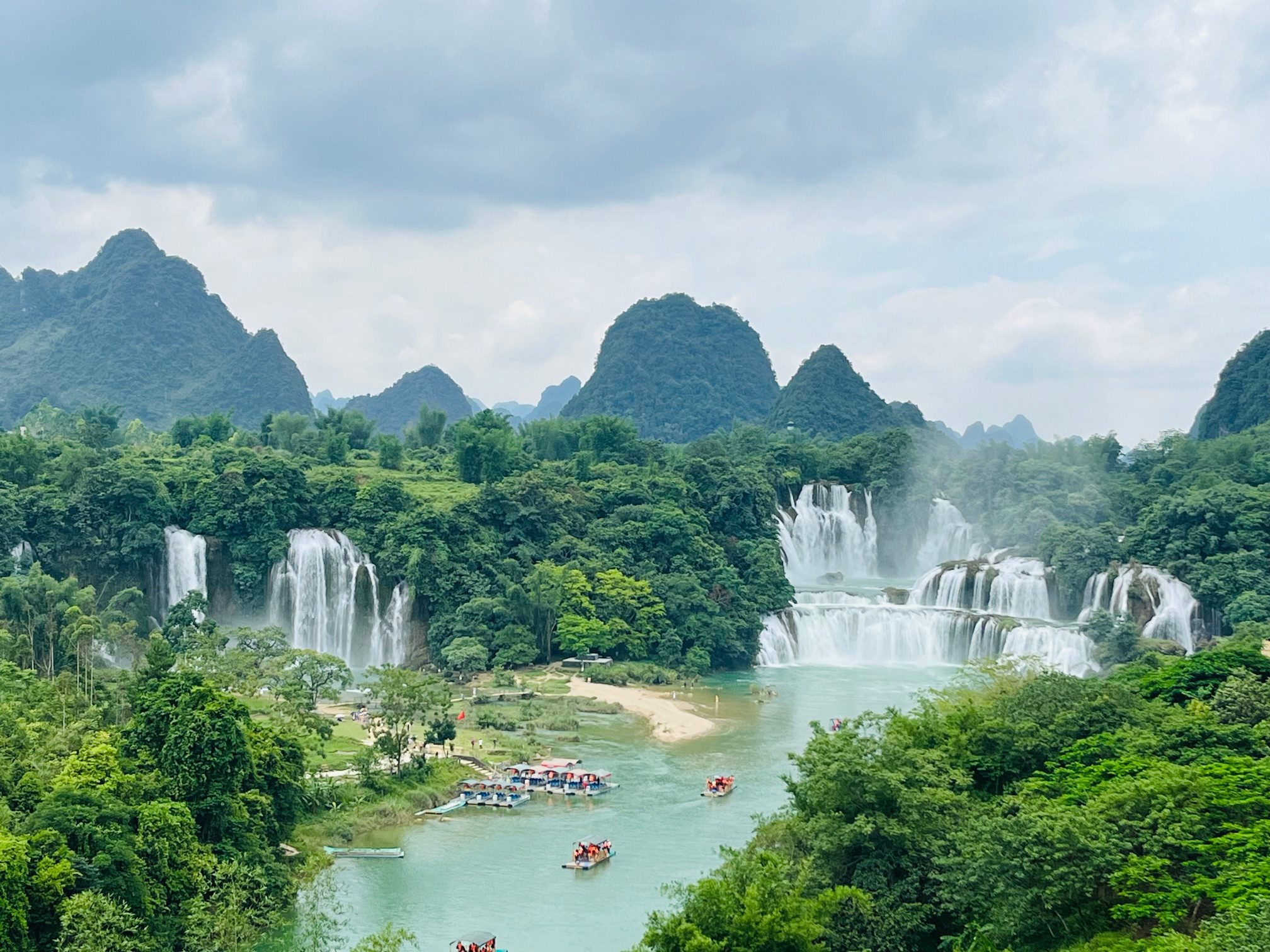 A scenic view of detian transnational waterfall