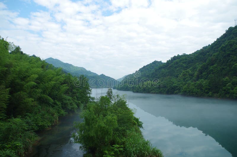 A scenic view of Dongjiang Lake