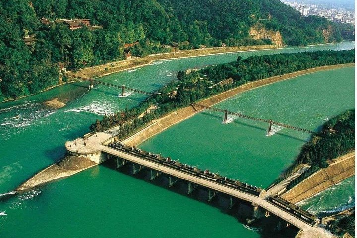 A scenic view of dujiangyan irrigation system