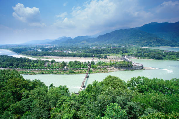A scenic view of dujiangyan irrigation system
