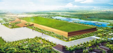 A scenic view of epang_palace_ruins