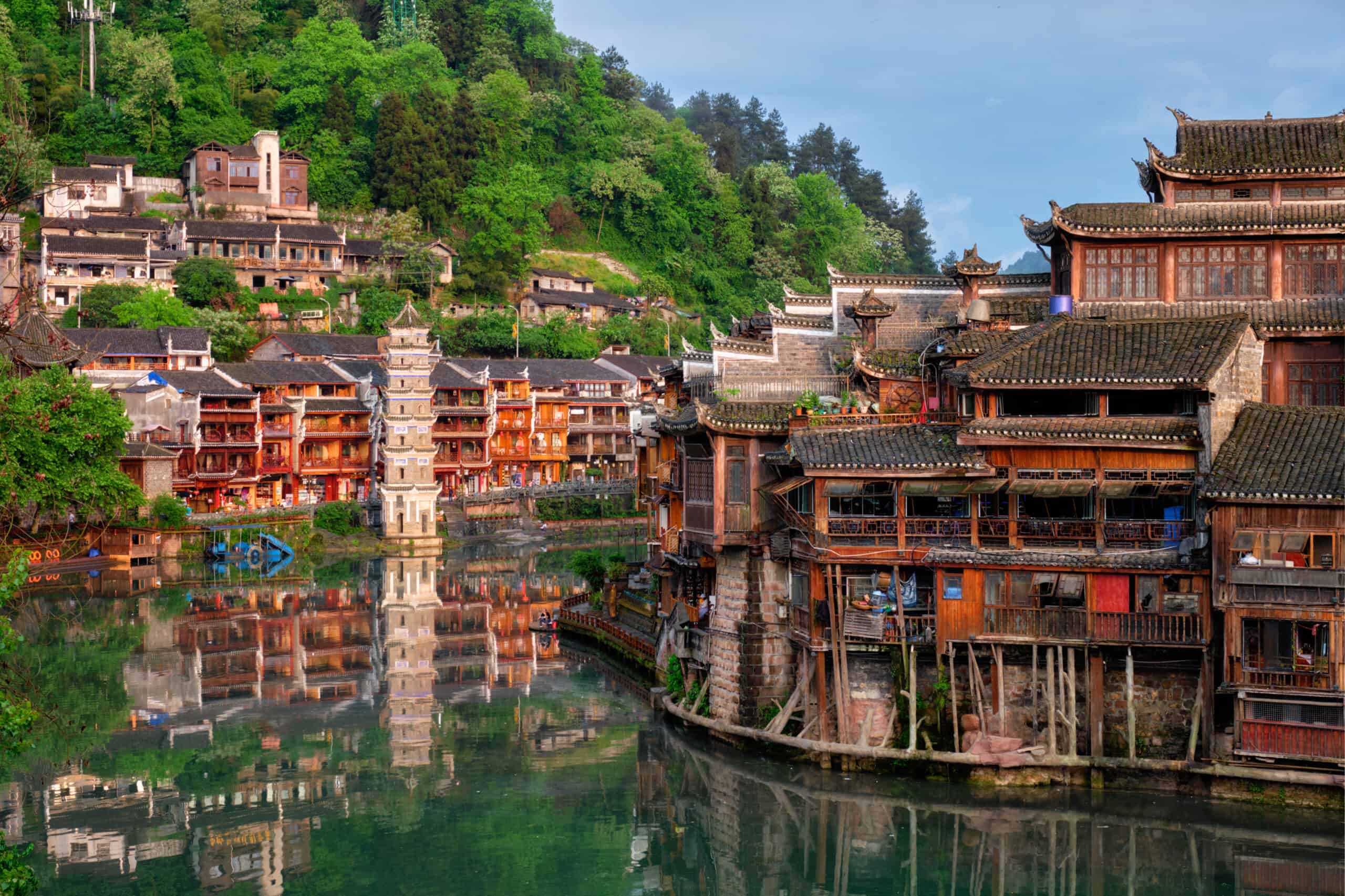 A scenic view of Fenghuang Ancient City