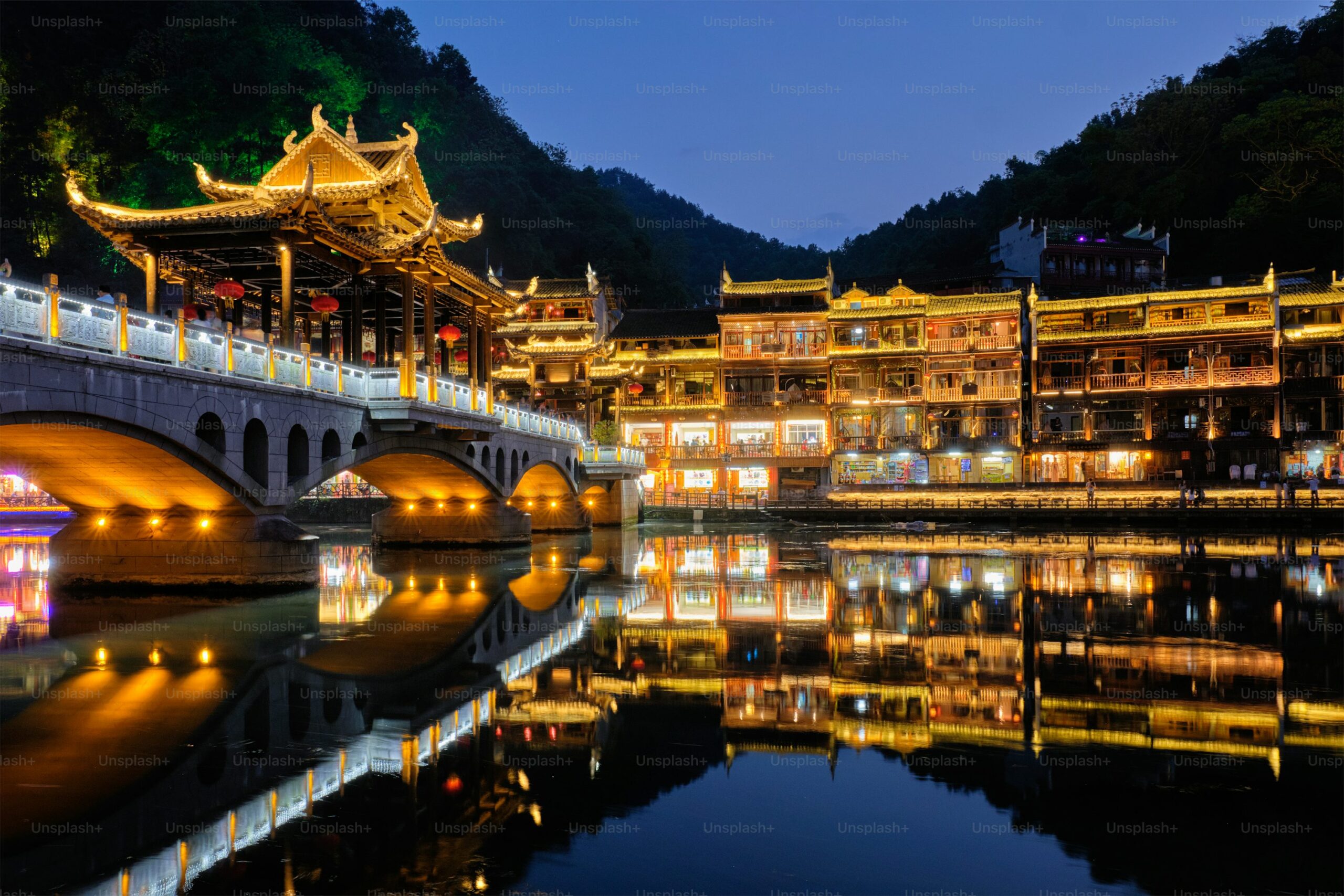 A scenic view of fengwei ancient town