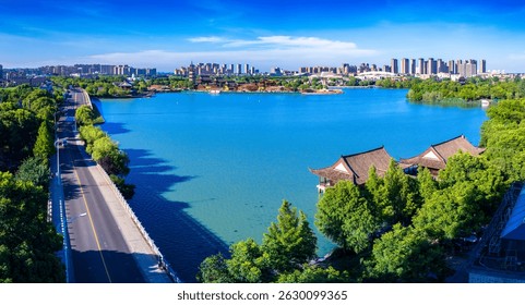 A scenic view of fengxiang_east_lake_scenic_area