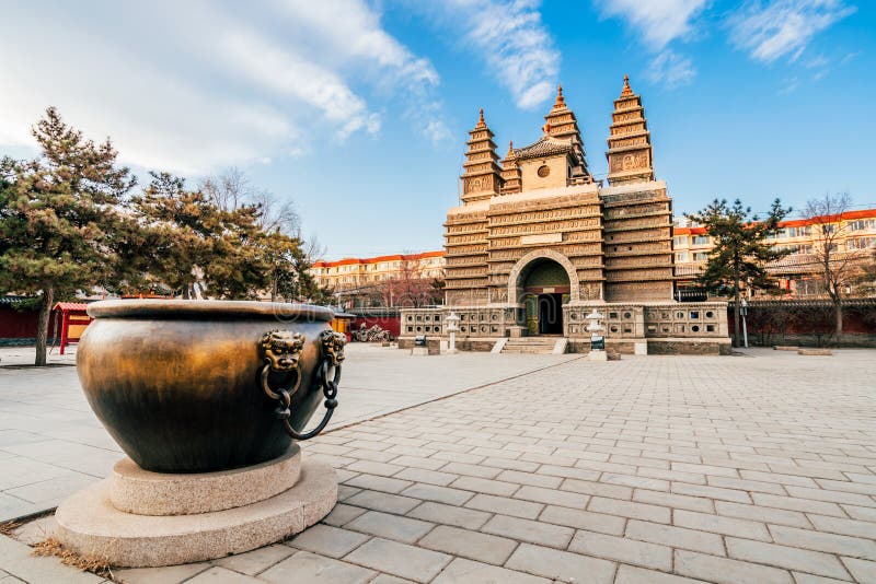 A scenic view of five_pagoda_temple_hohhot