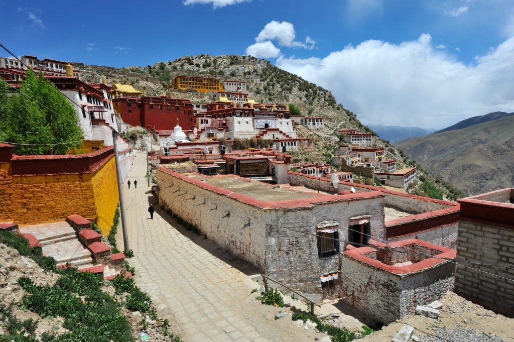 A scenic view of ganden monastery