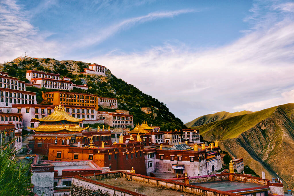 A scenic view of ganden monastery