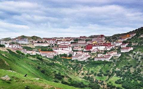 A scenic view of ganden monastery