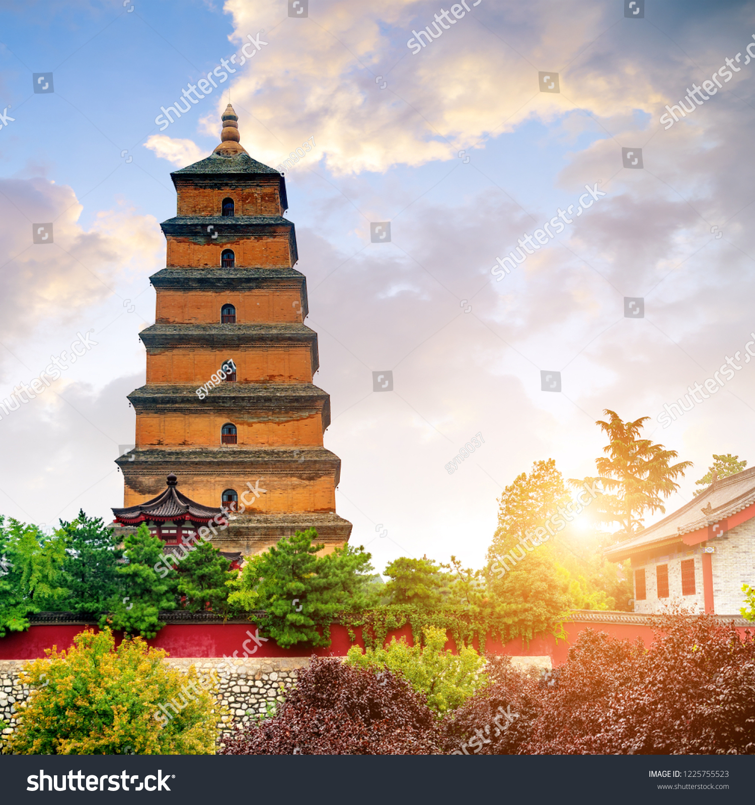 A scenic view of giant wild goose pagoda