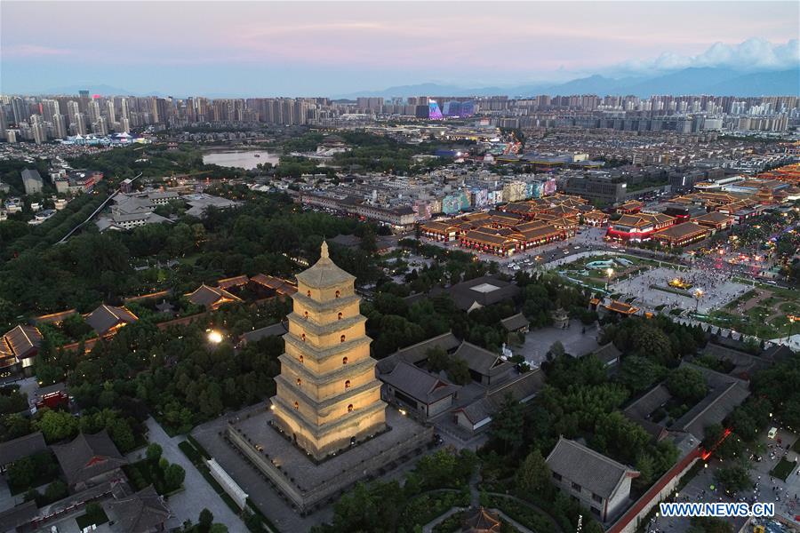 A scenic view of giant wild goose pagoda