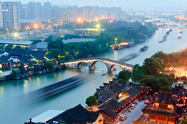 A scenic view of grand canal hangzhou section