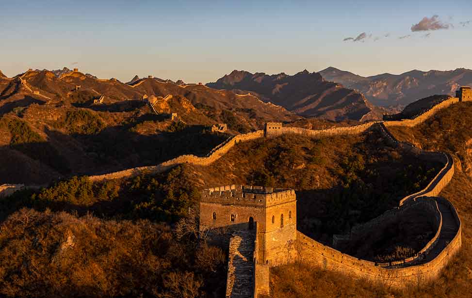 A scenic view of Great Wall Jinshanling Section