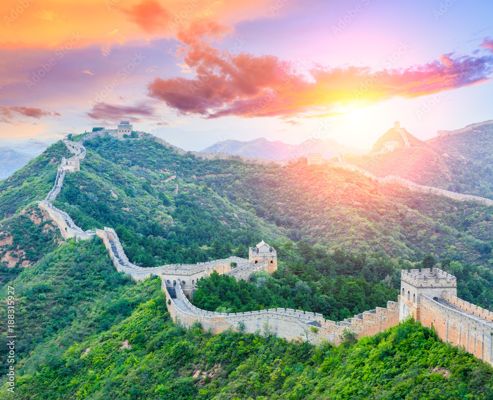 A scenic view of Great Wall Jinshanling Section