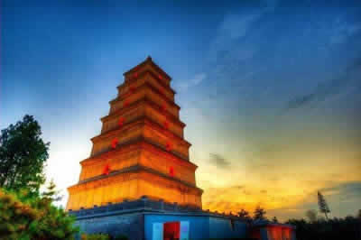 A scenic view of great_wild_goose_pagoda