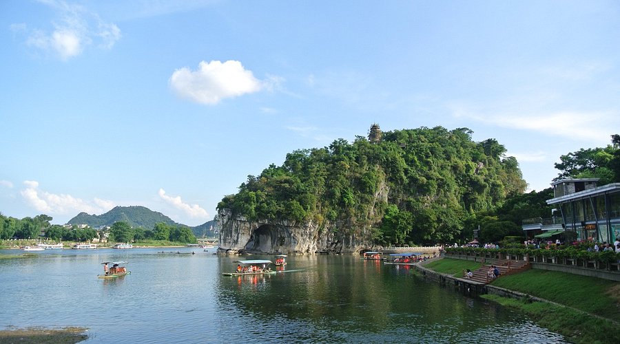 A scenic view of guilin elephant trunk hill