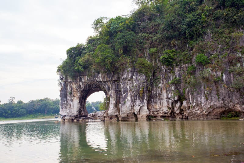 A scenic view of guilin elephant trunk hill