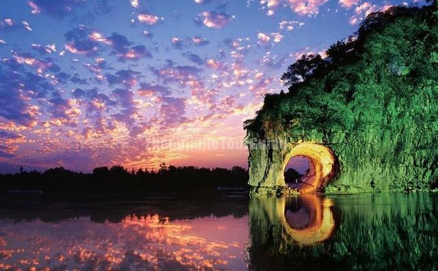 A scenic view of guilin elephant trunk hill