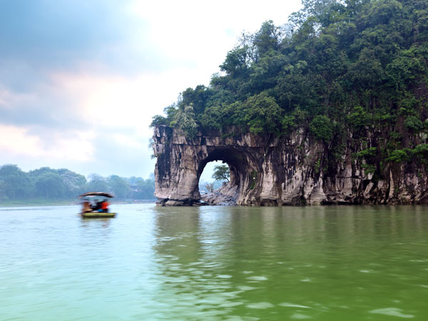 A scenic view of guilin elephant trunk hill