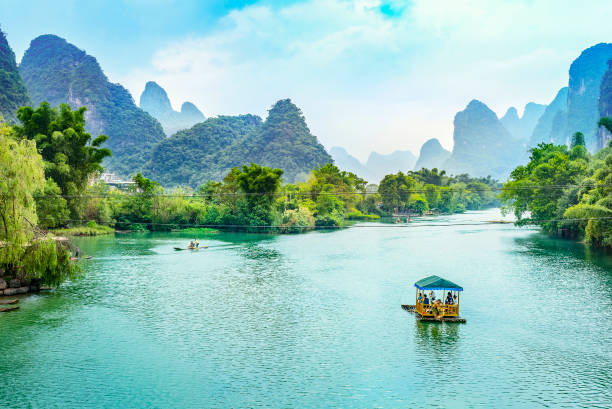 A scenic view of guilin li river scenic area