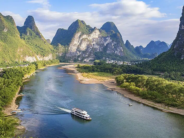A scenic view of guilin li river scenic area