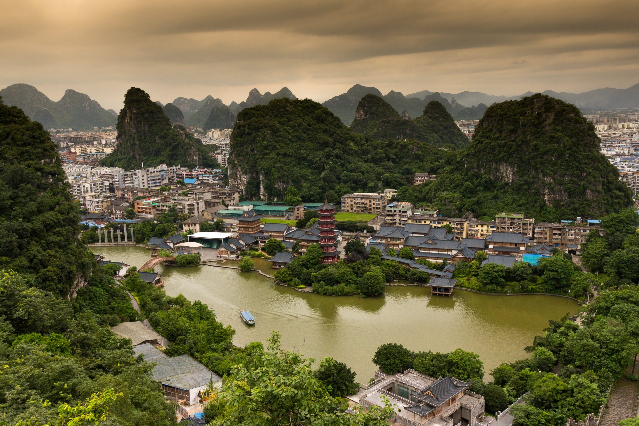 A scenic view of guilin prince city