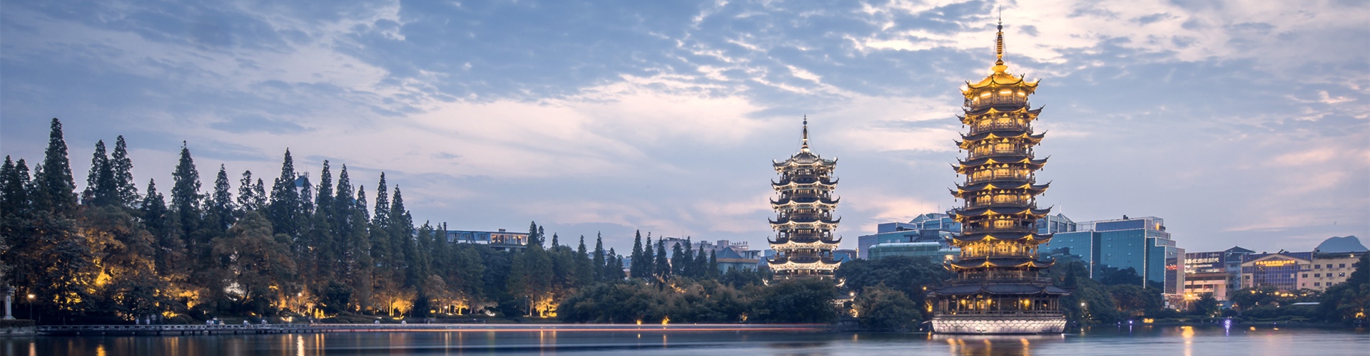 A scenic view of guilin two rivers and four lakes