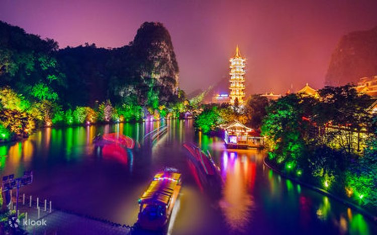A scenic view of guilin two rivers and four lakes