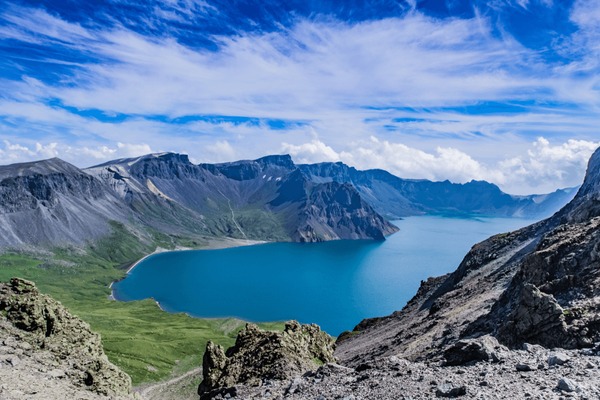 A scenic view of heavenly lake of changbai mountain