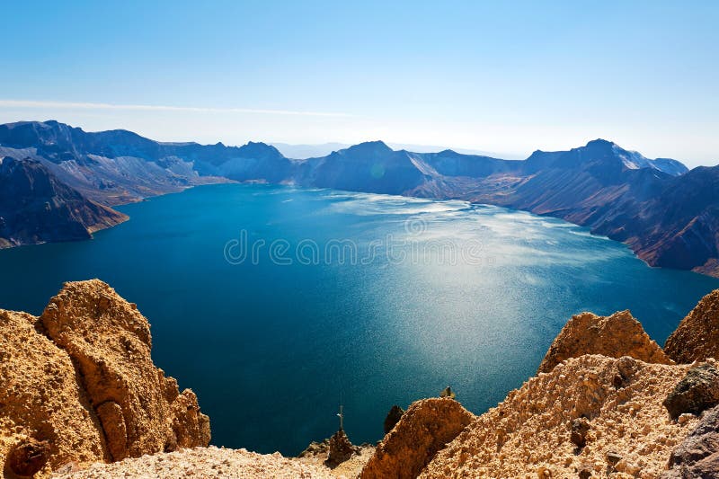 A scenic view of heavenly lake of changbai mountain