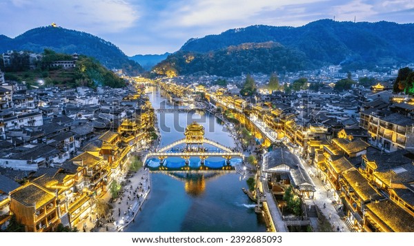A scenic view of hexia ancient town