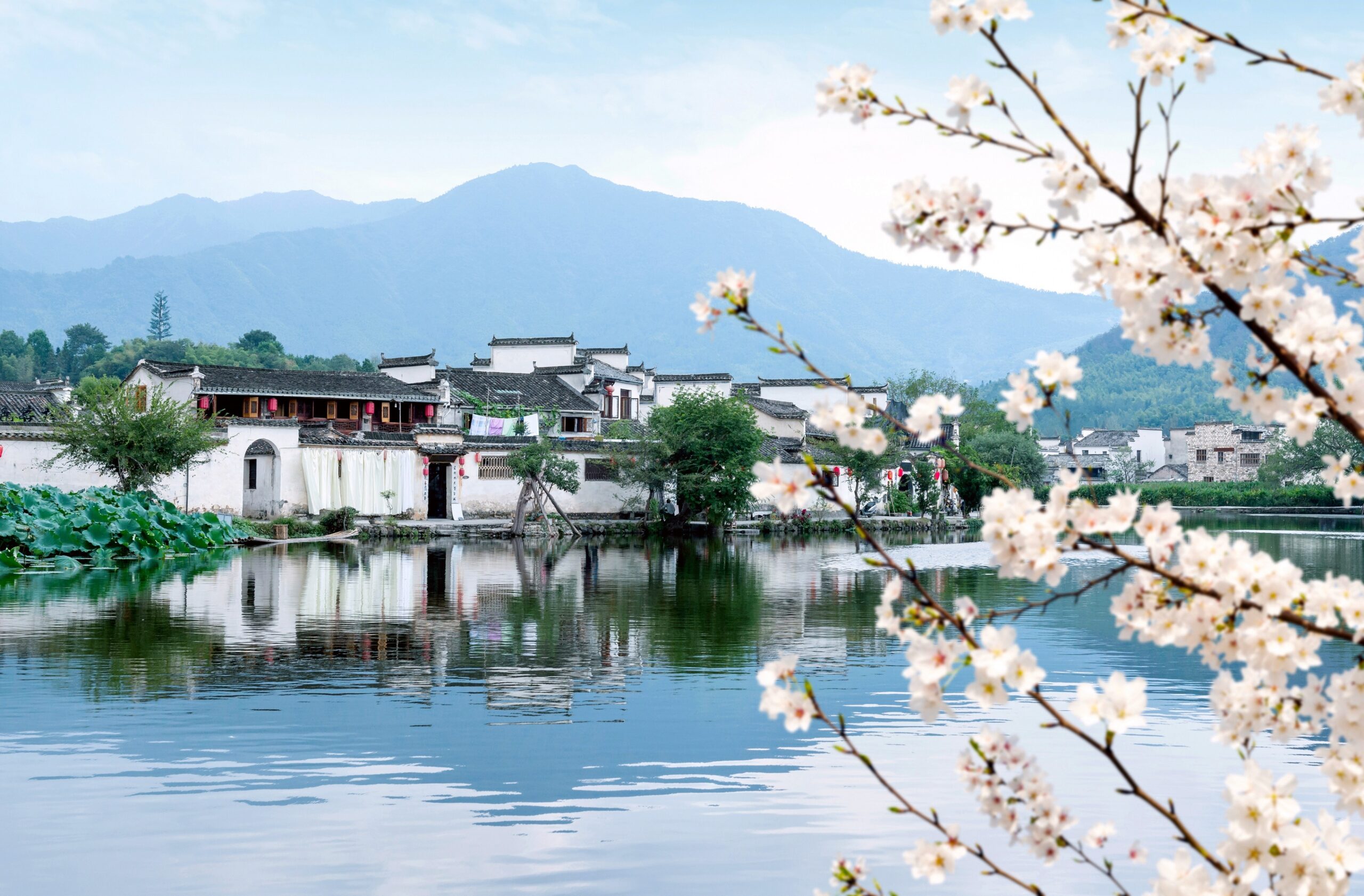 A scenic view of hongcun ancient village