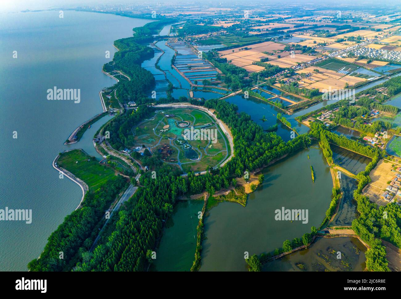 A scenic view of hongze lake dike
