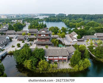 A scenic view of hongze lake wetland park
