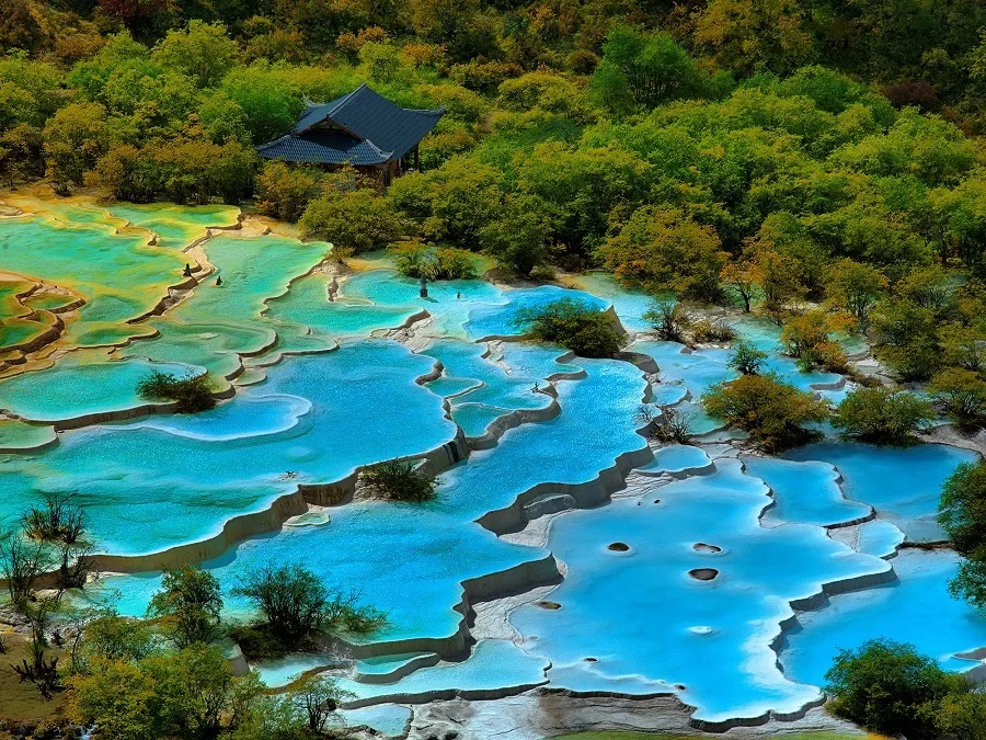 A scenic view of huanglong scenic and historic interest area