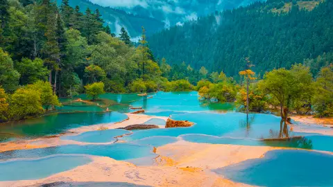 A scenic view of huanglong scenic and historic interest area