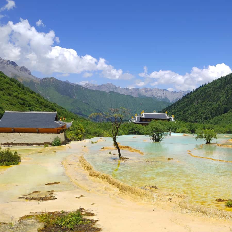 A scenic view of huanglong scenic area