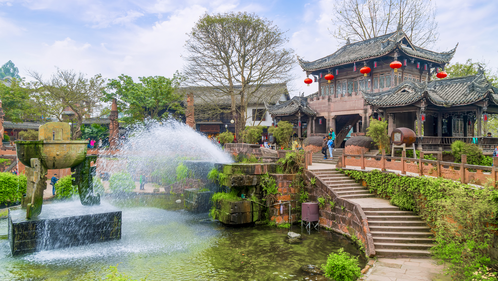 A scenic view of huanglongxi ancient town